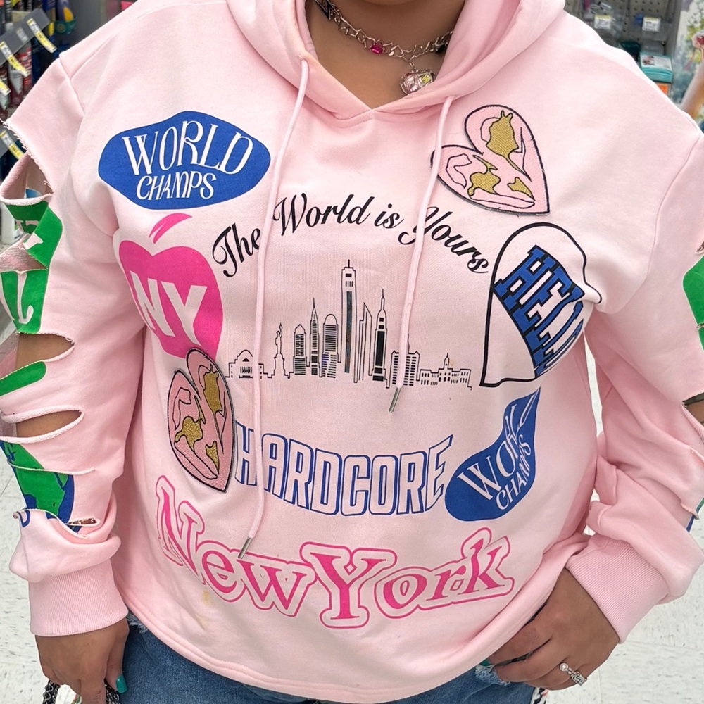 AKIRA Pink Graphic Oversized Hoodie
